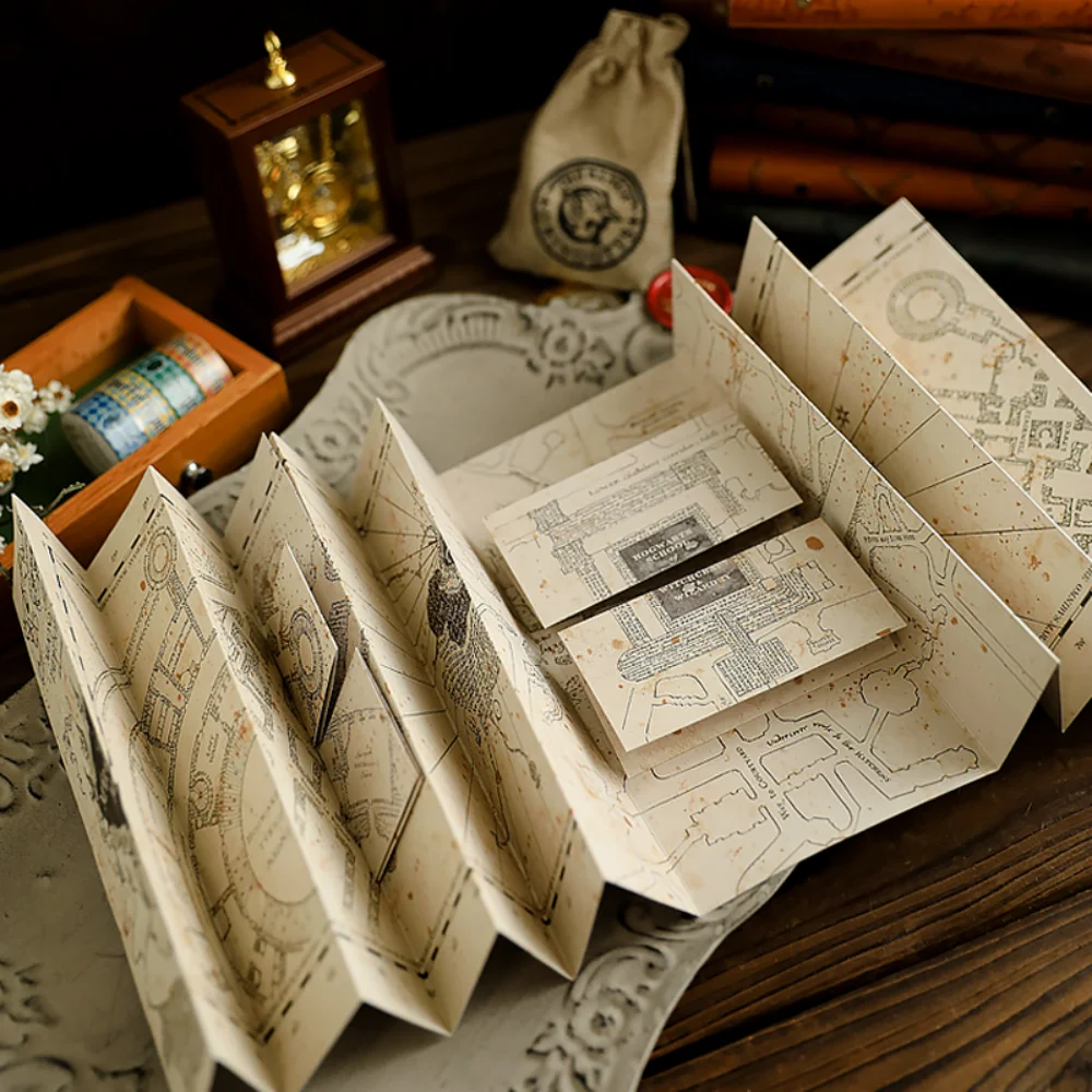 Harry Potter Map Magic Academy Hogwarts Theme HD Full Version Expandable Stereoscopic Magic Treasure Hunt Map Birthdays Gifts - Imagem 2