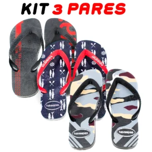 Kit 3 Chinelos Masculino Havaianas Sortidos