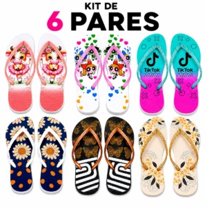 Kit 6 Chinelos Feminino Variados