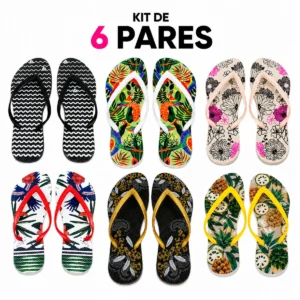 Kit 6 Chinelos Feminino Varias Estampas