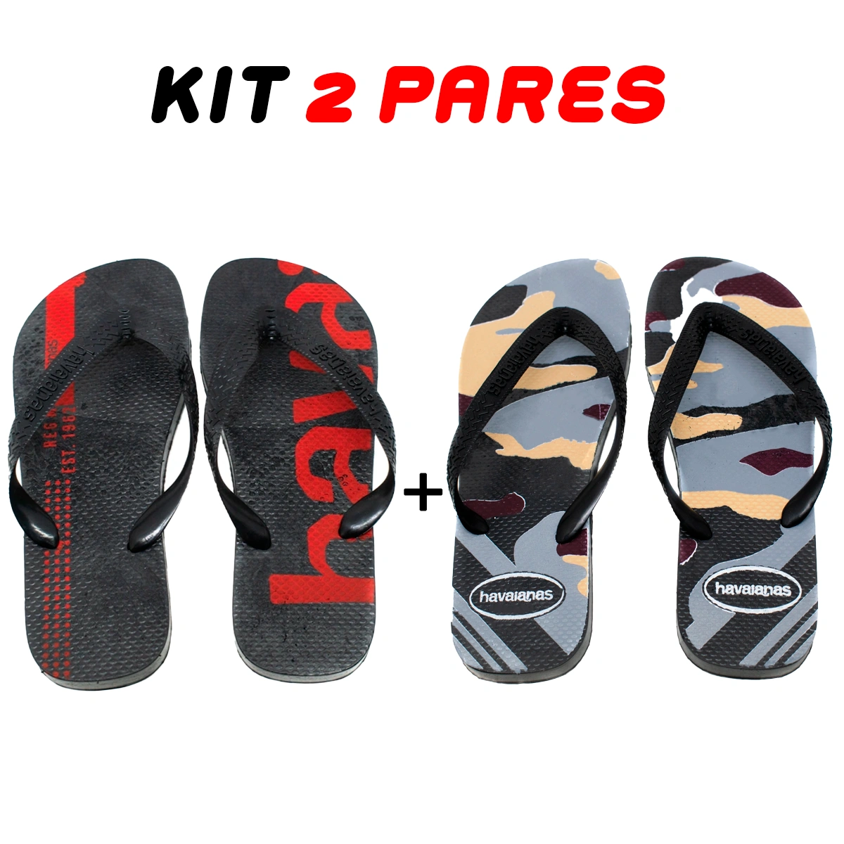 Kit 2 Chinelos Masculino Havaianas Variados - Imagem 2