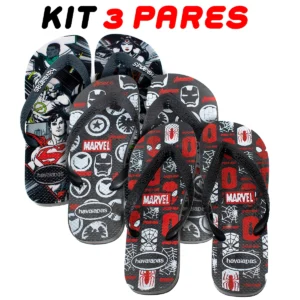 Kit 3 Chinelos Masculino Havaianas Heróis