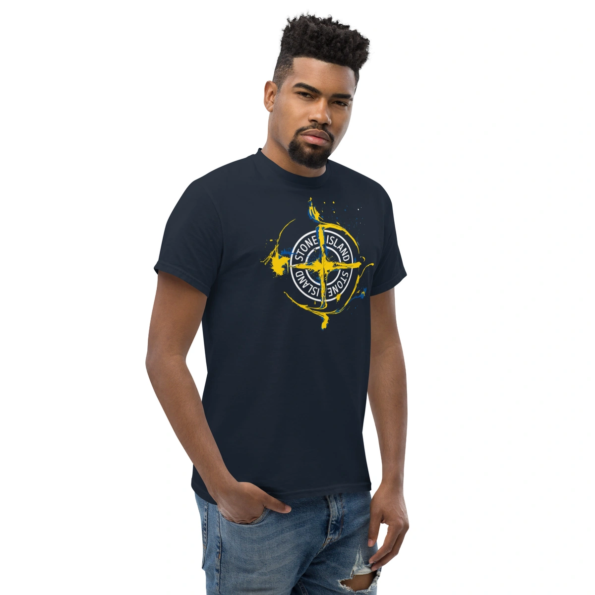 Camiseta Masculina Stone Island Blue & Gold - Imagem 24