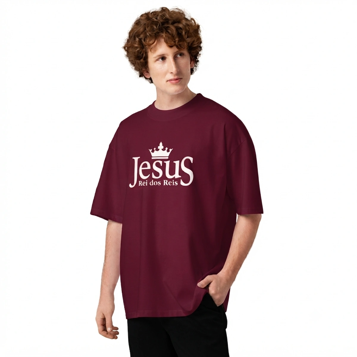 Camiseta Masculina Oversized Jesus Rei dos Reis - Imagem 18