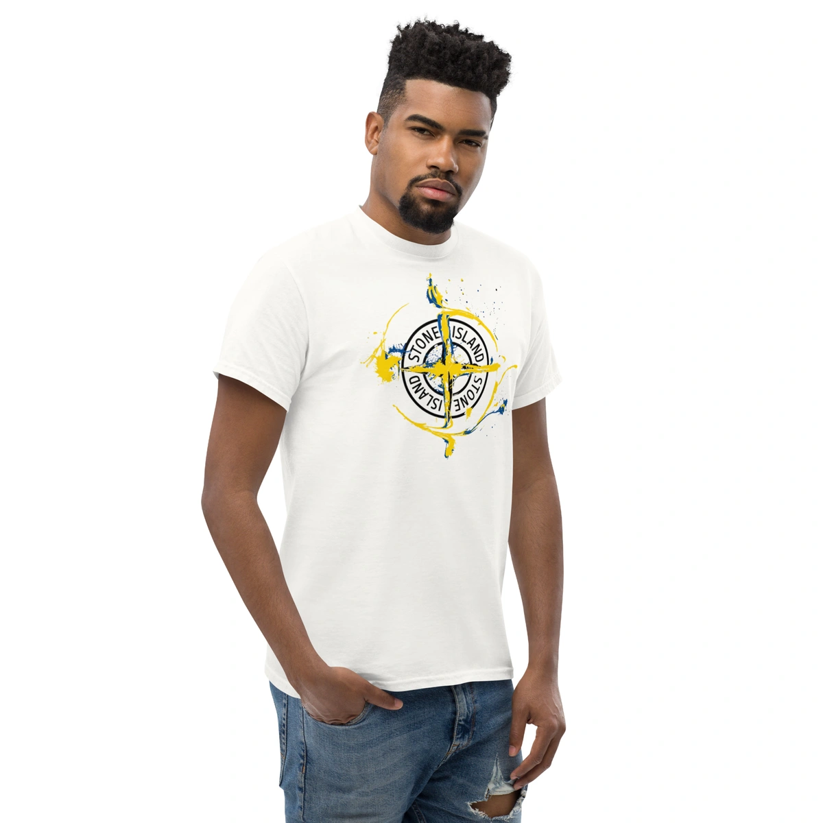 Camiseta Masculina Stone Island Blue & Gold - Imagem 18