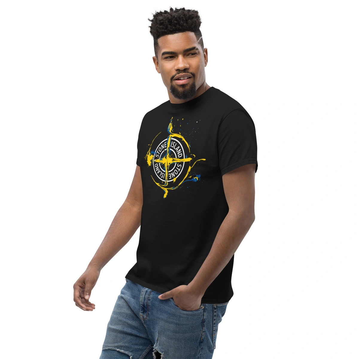 Camiseta Masculina Stone Island Blue & Gold - Imagem 6