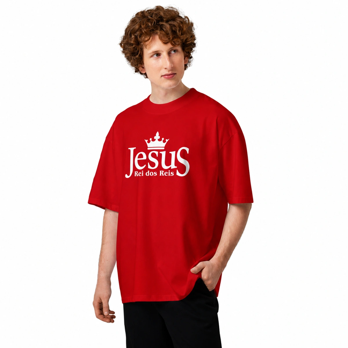 Camiseta Masculina Oversized Jesus Rei dos Reis - Imagem 8