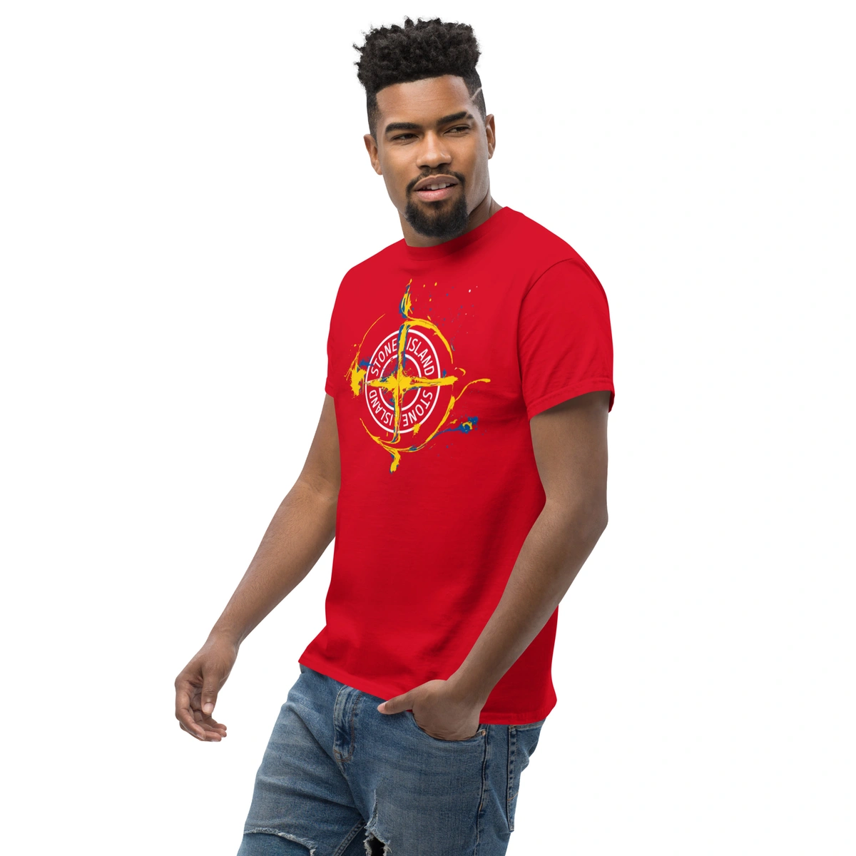 Camiseta Masculina Stone Island Blue & Gold - Imagem 30