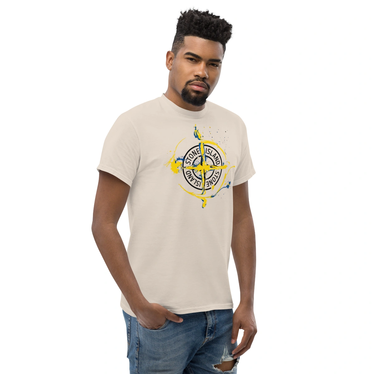 Camiseta Masculina Stone Island Blue & Gold - Imagem 12