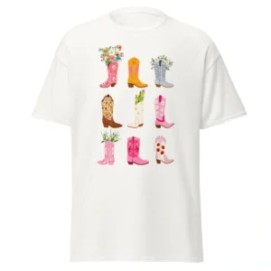 Camisa Feminina Baby Look Botas da Primavera
