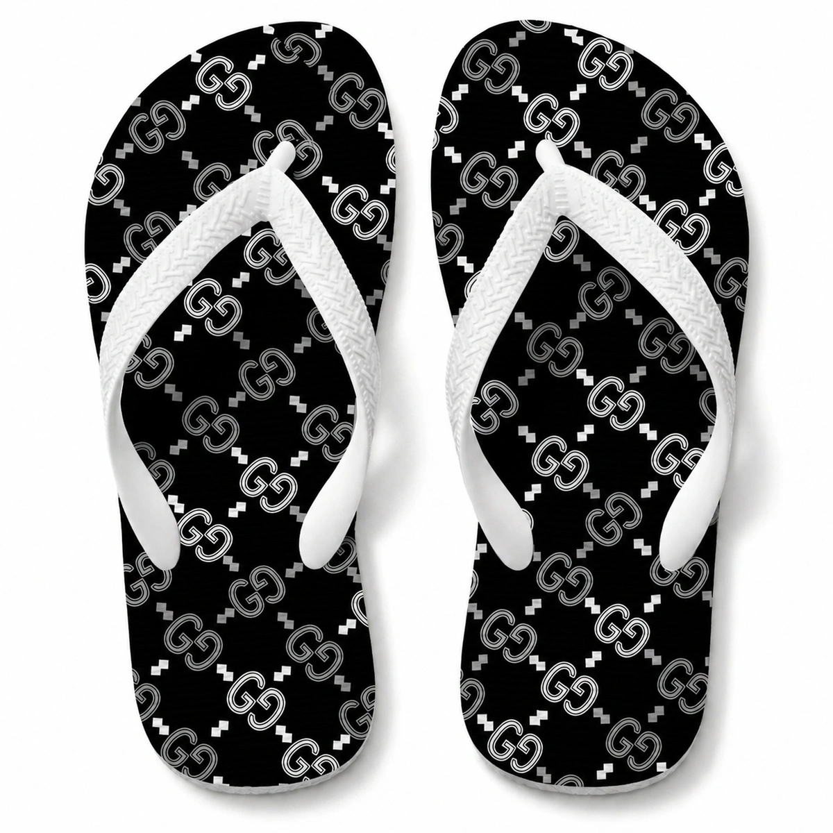 Chinelo Feminino Gucci Black White