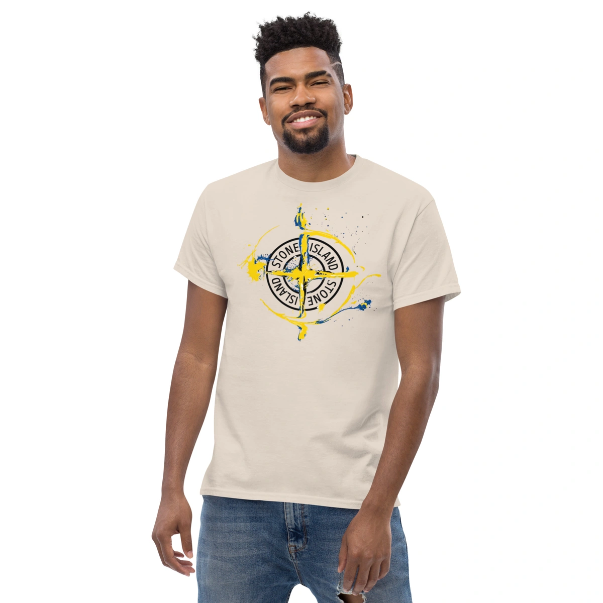 Camiseta Masculina Stone Island Blue & Gold - Imagem 9