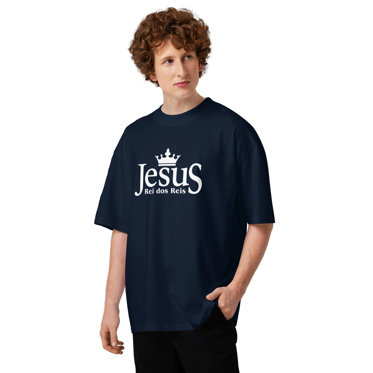 Camiseta Masculina Oversized Jesus Rei dos Reis - Imagem 13